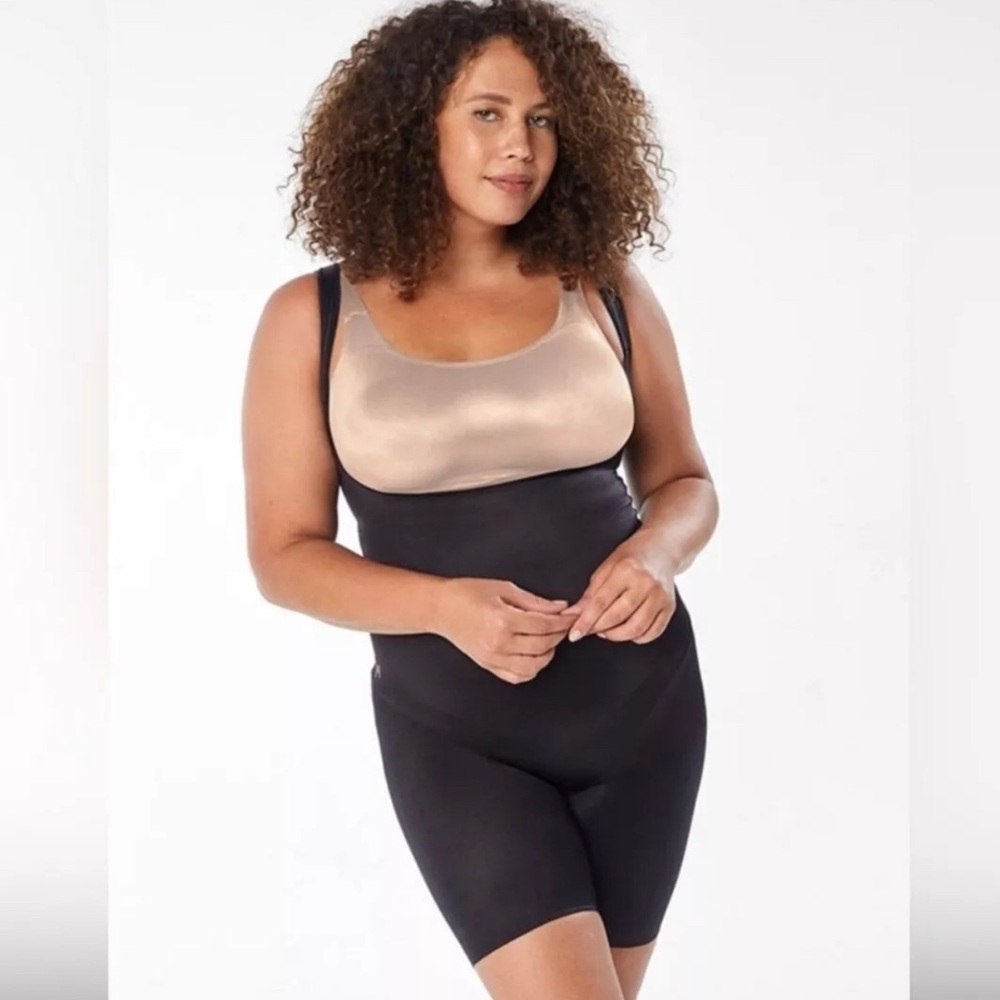 NWT Ruby Ribbon Black Full Body Shaper XXL 2X Shapewear Bodysuit Wide Straps